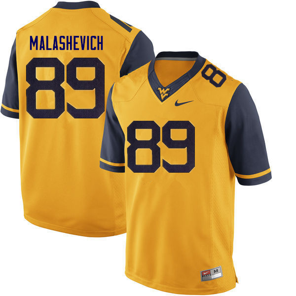 Men #89 Graeson Malashevich West Virginia Mountaineers College Football Jerseys Sale-Gold